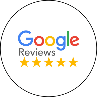 Round Google Reviews badge highlighting client testimonials and ratings